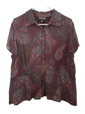 Style & Co Peplum Button Up Top Paisley 14W